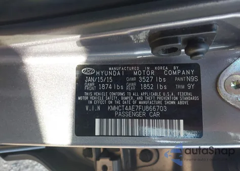 2015 Hyundai Accent Gls из США, поврежденный, VIN KMHCT4AE7FU866703